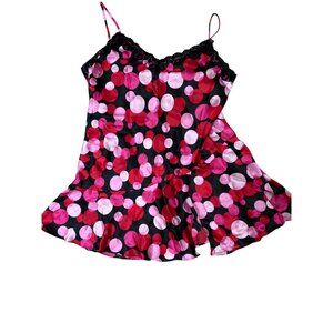 Delicates Polka Dot Lace Trim Lingerie Slip Dress Large Valentine Romantic Whims